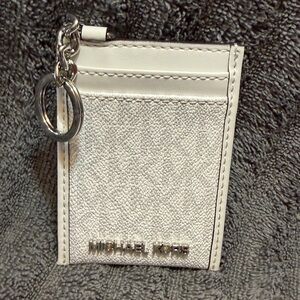 Michael Kors Ivory Card Holder with Silver Chain